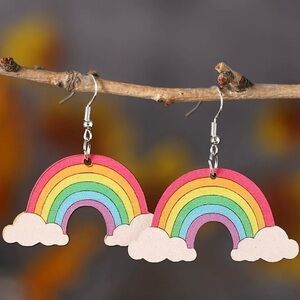 Wooden Rainbow Earrings